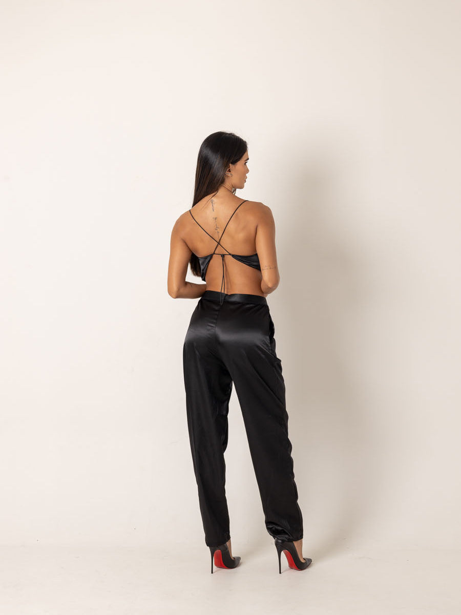 Set Luxe • Set de pantalón y top ajustable en satín